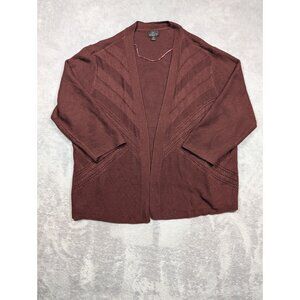 Worthington Cardigan Sweater Womens 2X Burgundy Knitted Open Front Mature Casual